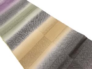 銀通し変わり横段に鹿の子模様全通袋帯